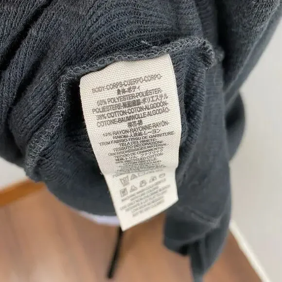 Free People We The Free Black Don’t Forget Me Long Sleeve Knit Top Large - Picture 7 of 11